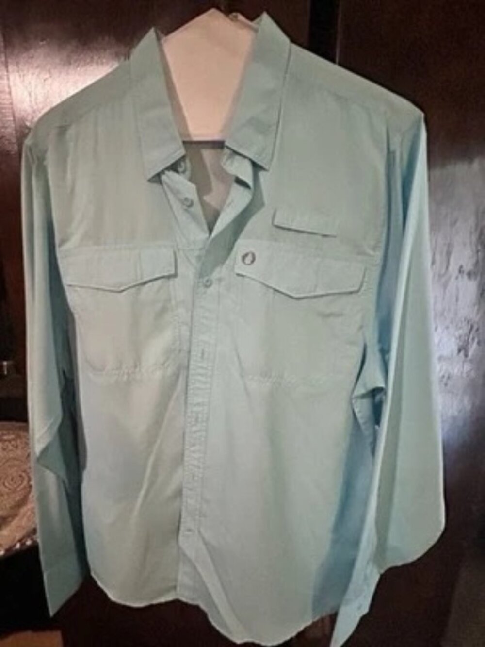 The American Outdoorsman Shirt Men's Size L Blue Fishing Vented Button Down